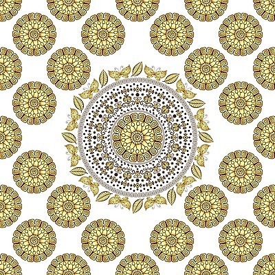 EPS 해외이미지 디자인 나비 백그라운드 잎 패턴 여러마리 일러스트 추상 사람없음 노란색 패턴백그라운드 원형 화려 대칭 만다라 해외202004 해외일러스트 도형 식물 컬러 다수 곤충 컨셉 무늬 파일형식 벡터 이미지허브