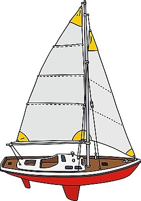 EPS 해외이미지 바다 요트 일러스트 항해 빨간색 물 흰색 보트 만화 함선 캔버스 엔진 해외202004 해외일러스트 자연요소 컬러 배_교통 파일형식 벡터 이미지허브