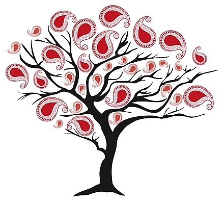 EPS 해외이미지 나무 일러스트 추상 사람없음 빨간색 페이즐리 해외202004 해외일러스트 식물 컬러 무늬 파일형식 벡터 이미지허브