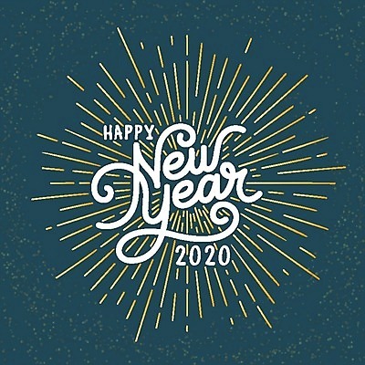 EPS 해외이미지 디자인 일러스트 사람없음 파란색 해피뉴이어 레터링 해외202004 해외일러스트 컬러 새해인사 파일형식 벡터 이미지허브