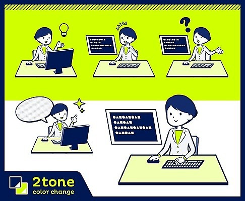 EPS 해외이미지 여자 행복 말풍선 생각 일러스트 아이디어 여러명 상반신 성인 컴퓨터 세트 노란색 모니터 놀람 의사 물음표 책상 호기심 약사 성인여자만 해외202004 해외일러스트 기호 감정 컬러 가구 다수 컨셉 표정 사람 전자제품 의료진 여자만 성인만 파일형식 벡터 이미지허브