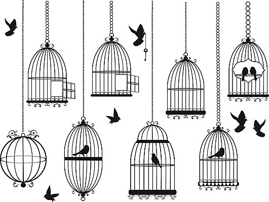EPS 해외이미지 실루엣 일러스트 조류 매달리기 사람없음 세트 비행 새장 해외일러스트 동물 모션 촬영기법 케이지 파일형식 벡터 이미지허브