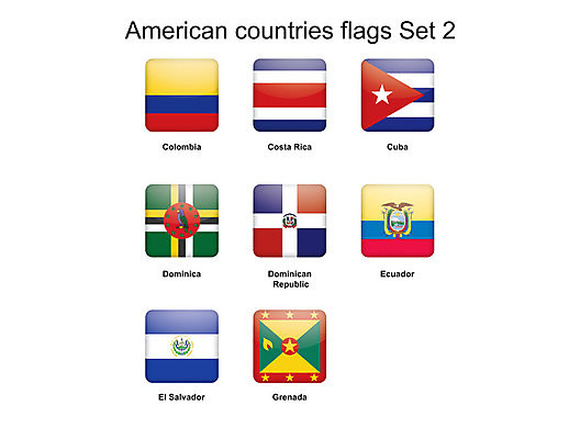 EPS 해외이미지 북아메리카 일러스트 멕시코 세트 미국 깃발 남아메리카 중앙아메리카 수집 정사각형 배지 에콰도르 과테말라 니카라과 도미니카공화국 온두라스 자메이카 해외202004 해외일러스트 도형 아메리카 파일형식 벡터 이미지허브