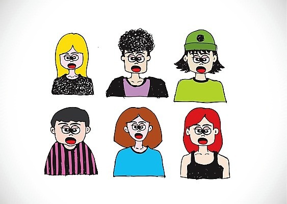 EPS 해외이미지 캐릭터 행복 감정 얼굴 일러스트 미소 웃음 외침 분노 표현 입 무서움 만화 스케치 집중 그림 코믹 공격적 배려 비명 캐리커처 혼란 해외202004 해외일러스트 일러캐릭터 컨셉 표정 미술 신체부위 소리 파일형식 벡터 이미지허브