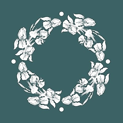 EPS 해외이미지 일러스트 사람없음 초록색 붓꽃 원형프레임 해외202004 해외일러스트 꽃 컬러 프레임 원형 파일형식 벡터 이미지허브