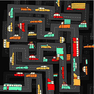 EPS 해외이미지 육상교통 교통수단 컨셉 일러스트 교통시설 자동차 버스 아이디어 컬러풀 운전 고속도로 만화 택시 시티라이프 짐차 미로 복잡 혼란 해외202004 해외일러스트 라이프스타일 도로 컬러 교통 모션 승용차 대중교통 시설 파일형식 벡터 이미지허브