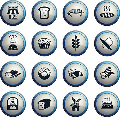EPS 해외이미지 빵 일러스트 피자 케이크 빵집 칼 도넛 심볼 반죽 밀대 원뿔 방앗간 용광로 제빵사 해외202004 해외일러스트 도형 직업 음식 주방용품 디저트 패스트푸드 서양음식 상점 파일형식 벡터 이미지허브