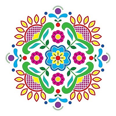 EPS 해외이미지 전통 꽃 패턴 일러스트 사람없음 컬러풀 화려 폴란드 해외202004 해외일러스트 식물 유럽 컬러 컨셉 무늬 파일형식 벡터 이미지허브