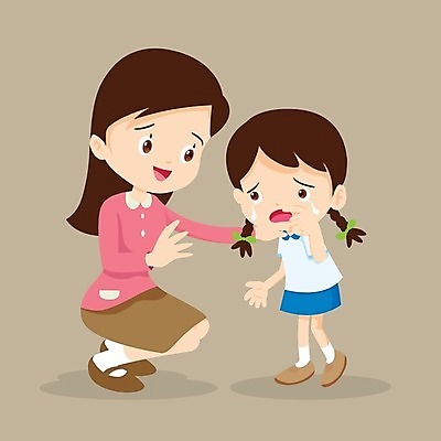 EPS 해외이미지 학생 여자 교육 어린이 일러스트 학교 함께함 대화 성인 두명 교사 울음 여자만 해외202004 달래기 해외일러스트 직업 컨셉 모션 표정 말하기 사람 파일형식 벡터 이미지허브