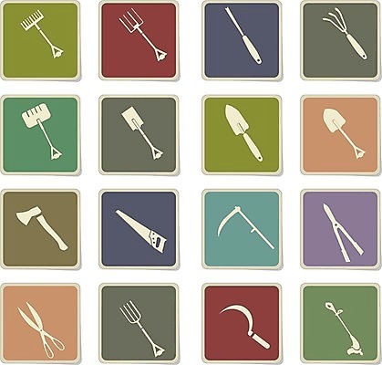 EPS 해외이미지 일러스트 정원 삽 심볼 도끼 낫 갈퀴 쇠스랑 해외202004 해외일러스트 파일형식 벡터 이미지허브