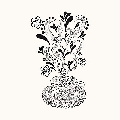 EPS 해외이미지 손 디자인 꽃 커피 음료 선 백그라운드 꽃무늬 패턴 일러스트 자연 벽지 휴식 사랑 미술 성인 그래픽 장식 책 컵 검은색 흰색 뜨거움 차 낙서 수증기 인쇄 스케치 허브 그림 페이지 스타일 해외202004 해외일러스트 식물 식기 감정 컬러 컨셉 무늬 문화예술 사람 신체부위 생태계 파일형식 벡터 이미지허브