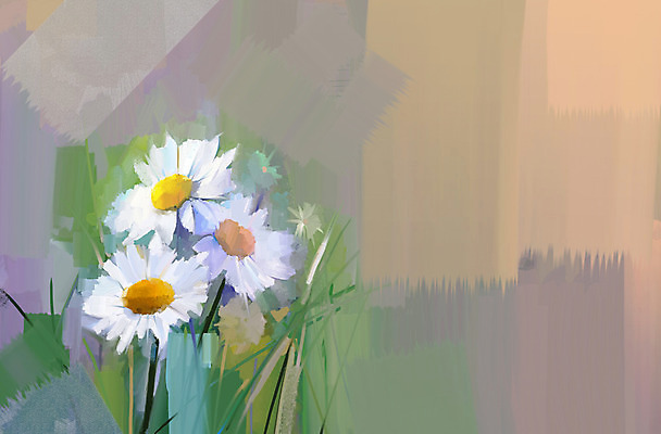 JPG 해외이미지 꽃 일러스트 사람없음 그림 손그림 거베라 유화 해외202004 해외일러스트 식물 미술 파일형식 이미지허브