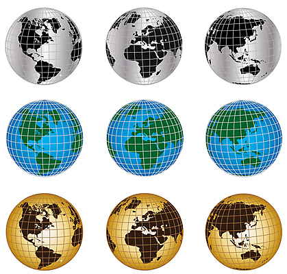 포토 JPG 해외이미지 유럽 아시아 지구 바다 아프리카 사람없음 세트 세계 글로벌 지구본 3D 미국 행성 호주 대륙 북쪽 반구 남쪽 그린란드 경도 위도 해외202004 해외포토 나라 섬 북아메리카 덴마크 우주 원형 오세아니아 방향 디지털합성 파일형식 이미지허브