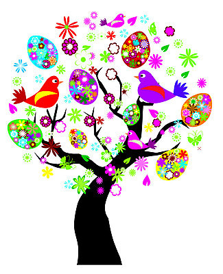 EPS 해외이미지 나무 꽃 일러스트 조류 추상 사람없음 컬러풀 부활절계란 해외202004 해외일러스트 식물 동물 컬러 무늬 부활절 계란 파일형식 벡터 이미지허브