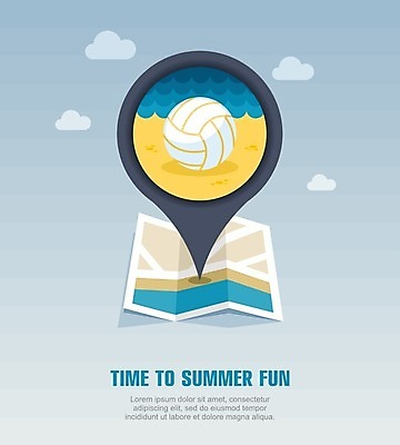 EPS 해외이미지 구름 지도 일러스트 사람없음 여름 여름휴가 바캉스 비치발리볼 배구 위치 배구공 해외202004 해외일러스트 자연요소 계절 스포츠용품 공 휴가 구기 비치볼 파일형식 벡터 여름_계절 이미지허브