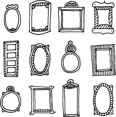 EPS 해외이미지 디자인 액자 일러스트 프레임 사람없음 세트 낙서 손그림 해외202004 해외일러스트 파일형식 벡터 이미지허브