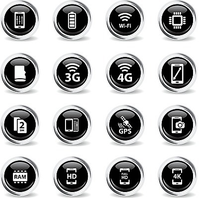 EPS 해외이미지 일러스트 모바일 스마트폰 핸드폰 세트 카메라 디지털 웹 전화기 스마트 와이파이 GPS 램 베터리 터치스크린 프로세서 4G 미니멀 해외202004 해외일러스트 컨셉 인터넷 IT 전자제품 스마트기기 무선인터넷 파일형식 벡터 이미지허브