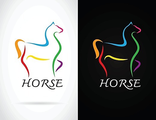 EPS 해외이미지 디자인 일러스트 추상 사람없음 컬러풀 검은색 말_동물 심볼 그림 윤곽 해외202004 해외일러스트 컬러 무늬 포유류 파일형식 벡터 이미지허브