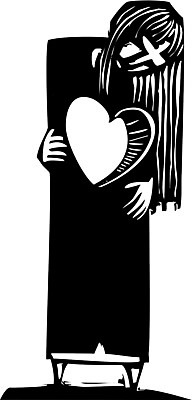 EPS 해외이미지 일러스트 관계 발렌타인데이 사랑 슬픔 하트 고독 깨짐 단절 목판화 우울증 해외202004 해외일러스트 모양 감정 컨셉 데이이벤트 질병 파일형식 벡터 이미지허브