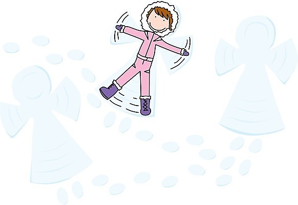 EPS 해외이미지 백인 행복 어린이 분홍색 겨울 일러스트 놀이 천사 미소 야외 추위 발자국 해외202004 해외일러스트 서양인 계절 감정 컬러 자국 표정 사람 파일형식 벡터 이미지허브