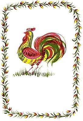 EPS 해외이미지 디자인 꽃 백그라운드 잎 일러스트 수채화 미술 사람없음 손그림 수탉 해외202004 해외일러스트 식물 문화예술 닭 수컷 파일형식 벡터 이미지허브