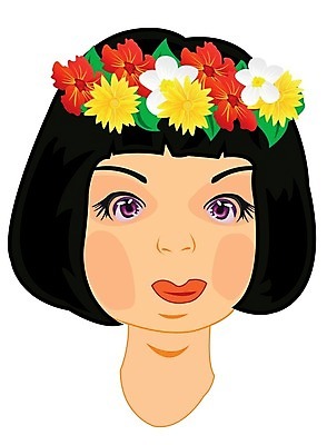 EPS 해외이미지 꽃 일러스트 갈색머리 사람 장식 머리카락 머리 화환 흰배경 시트 해외202004 해외일러스트 식물 헤어스타일 백그라운드 신체부위 흰색 파일형식 벡터 이미지허브