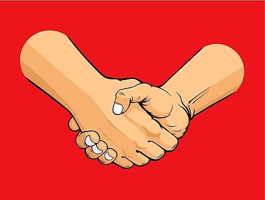 EPS 해외이미지 손 일러스트 협력 신체부위 빨간색 손잡기 해외202004 해외일러스트 컬러 모션 사람 파일형식 벡터 이미지허브