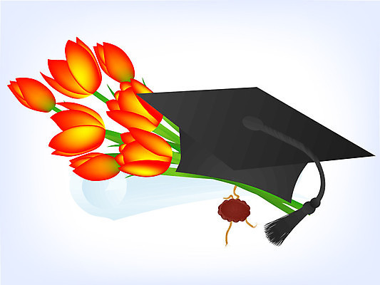 EPS 해외이미지 꽃다발 일러스트 학사모 졸업 사람없음 축하 졸업장 해외202004 해외일러스트 모자_잡화 교육 꽃 컨셉 파일형식 벡터 이미지허브