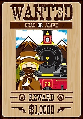 EPS 해외이미지 포스터 일러스트 권총 총 기차 소 카우보이 보안관 만화 카우보이모자 서쪽 해외202004 해외일러스트 직업 모자_잡화 무기 육상교통 포유류 대중교통 방향 파일형식 벡터 이미지허브