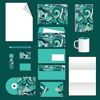 EPS 해외이미지 디자인 컨셉 패턴 일러스트 비즈니스 명함 봉투 편지봉투 사람없음 초록색 세트 공책 머그컵 레이아웃 문서 엘리먼트 테마 스타일 레터헤드 해외202004 해외일러스트 컬러 무늬 문구용품 컵 편지 파일형식 벡터 이미지허브