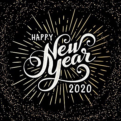 EPS 해외이미지 디자인 포스터 일러스트 타이포그라피 사람없음 검은색 축하 해피뉴이어 필기체 레터링 해외202004 해외일러스트 문자 컬러 컨셉 새해인사 파일형식 벡터 이미지허브