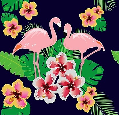 EPS 해외이미지 식물 동물 배너 커플 꽃 야생동물 분홍색 백그라운드 잎 2 일러스트 자연 조류 사람없음 초록색 숲 플라밍고 해외202004 해외일러스트 컬러 관계 생태계 파일형식 벡터 이미지허브