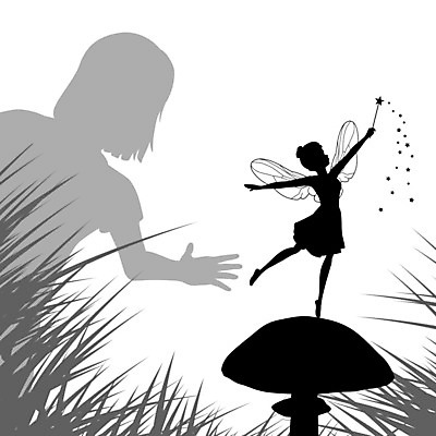 EPS 해외이미지 응시 실루엣 어린이 날개 일러스트 상상 지팡이 동화 요정 버섯 놀람 유혹 공상 발견 해외202004 해외일러스트 시선 감정 컨셉 촬영기법 표정 사람 파일형식 벡터 이미지허브