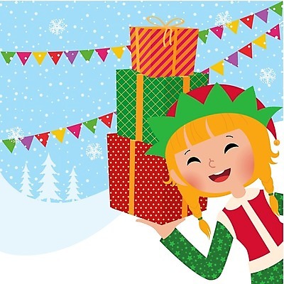 EPS 해외이미지 백인 응시 행복 백그라운드 크리스마스 겨울 일러스트 요정 선물 축제 축하 잡기 해외202004 해외일러스트 서양인 시선 계절 기념일 감정 컨셉 모션 파일형식 벡터 이미지허브