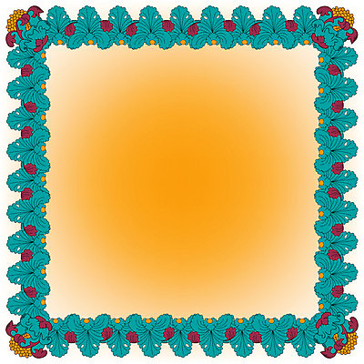 EPS 해외이미지 디자인 백그라운드 잎 꽃무늬 패턴 오렌지 일러스트 추상 프레임 미술 그래픽 장식 초록색 컬러풀 유행 흐름 낙서 정사각형 엽서 핸드메이드 해외202004 해외일러스트 도형 식물 꽃 컬러 컨셉 무늬 과일 문화예술 편지 파일형식 벡터 이미지허브