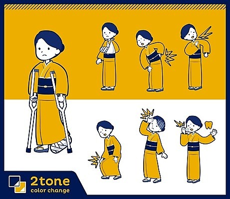 EPS 해외이미지 전신 여자 일러스트 건강 여러명 성인 세트 노란색 고통 기모노 일본인 허리디스크 목발 깁스 무릎통증 사랑니 어깨통증 성인여자만 해외202004 해외일러스트 외국인 감정 컬러 다수 의료기기 사람 동양인 디스크_질병 의료용품 질병 일본전통의상 여자만 성인만 파일형식 벡터 이미지허브