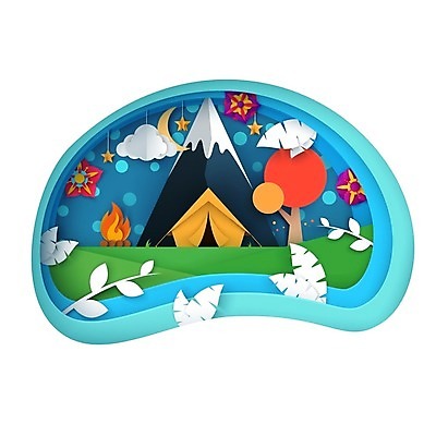 EPS 해외이미지 식물 구름 종이 도로 일러스트 하늘 산 텐트 이벤트 사람없음 여름 캠핑 숲 언덕 해외202004 해외일러스트 자연요소 계절 길 교통시설 레저 캠핑도구 파일형식 벡터 이미지허브