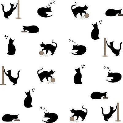 EPS 해외이미지 동물 디자인 백그라운드 일러스트 장난 포유류 반려동물 검은색 고양이 팩 실뭉치 고립 발톱 엘리먼트 해외202004 해외일러스트 컬러 발 화장품 파일형식 벡터 이미지허브