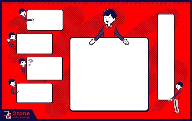 EPS 해외이미지 전신 남자 일러스트 사각프레임 프레임 여러명 성인 빨간색 세트 종업원 판매원 성인남자만 카피스페이스 해외202004 해외일러스트 직업 컬러 다수 사람 사각형 공백 남자만 성인만 파일형식 벡터 이미지허브