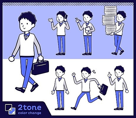EPS 해외이미지 전신 남자 서류가방 일러스트 들기 여러명 성인 파란색 세트 달리기 걷기 종업원 직원 바쁨 판매원 서류뭉치 성인남자만 해외202004 해외일러스트 직업 컬러 다수 가방 모션 사람 문서 남자만 성인만 파일형식 벡터 이미지허브