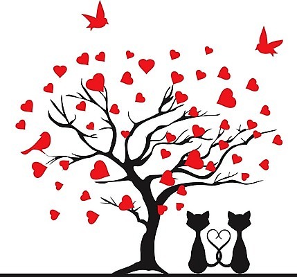 EPS 해외이미지 나무 일러스트 조류 추상 사람없음 빨간색 고양이 하트 해외202004 해외일러스트 모양 식물 동물 컬러 무늬 포유류 반려동물 파일형식 벡터 이미지허브