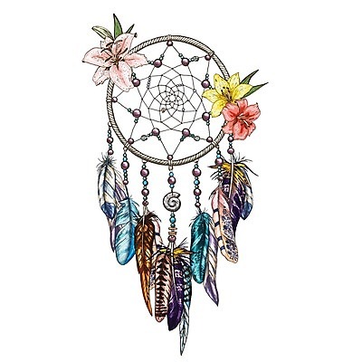 EPS 해외이미지 전통 꽃 일러스트 사람없음 장식 컬러풀 꿈 백합 깃털 부적 드림캐쳐 해외202004 해외일러스트 식물 컬러 파일형식 벡터 이미지허브