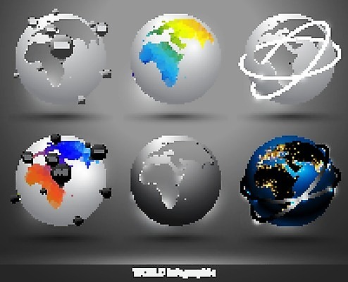 EPS 해외이미지 디자인 실루엣 유럽 아시아 지구 지도 일러스트 아프리카 장식 세트 세계 지구본 행성 회색 원형 땅 심볼 오브젝트 태평양 여의주 지리 해외202004 해외일러스트 도형 나라 바다 컬러 촬영기법 우주 파일형식 벡터 이미지허브