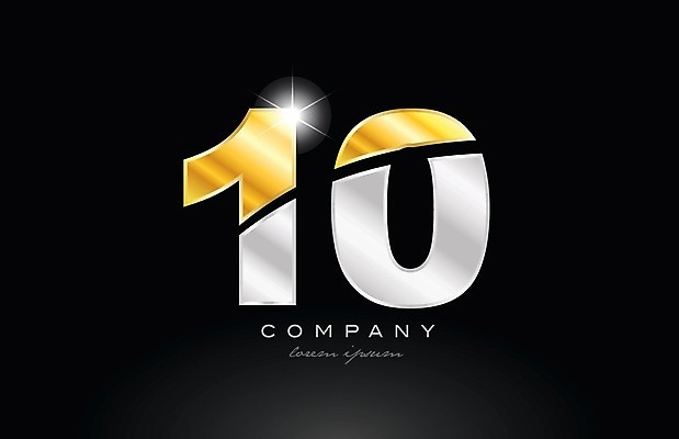 EPS 해외이미지 모양 템플릿 디자인 백그라운드 일러스트 회사 비즈니스 숫자 금속 검은색 회색 10 황금 은색 심볼 신분 엘리먼트 활자 해외202004 해외일러스트 문자 컬러 재질 활자판 파일형식 벡터 이미지허브