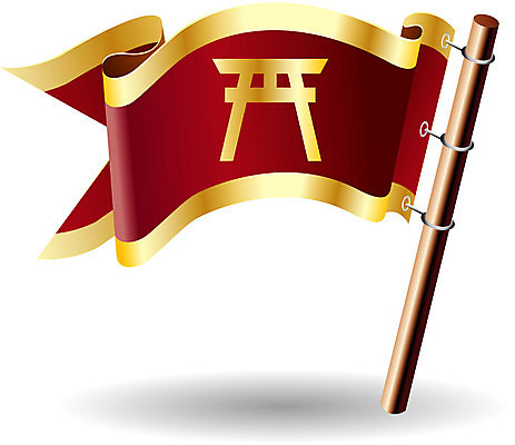 EPS 해외이미지 종교 불교 일러스트 표시 빨간색 일본 골동품 깃발 사찰 황금 심볼 명상 사인 휘장 신앙심 해외202004 해외일러스트 아시아 컬러 종교건축 파일형식 벡터 이미지허브