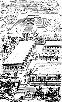 EPS 해외이미지 선 일러스트 미술 검은색 흰색 도시 그림 판화 유카탄 마야 복원 해외202004 해외일러스트 컬러 문화예술 멕시코 마야문명 파일형식 벡터 북아메리카 역사 아메리카 대륙 이미지허브