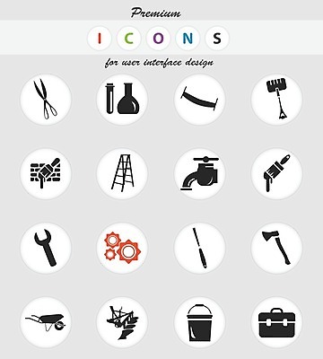 EPS 해외이미지 벽 일러스트 사다리 벽돌 상자 페인트 수레 스패너 붓 삽 양동이 심볼 기중기 도끼 쟁기 해외202004 해외일러스트 카트 도구 공구 중장비 파일형식 벡터 이미지허브