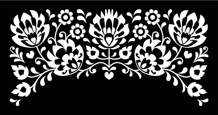 EPS 해외이미지 전통 꽃 패턴 일러스트 흑백 사람없음 화려 폴란드 해외202004 해외일러스트 식물 유럽 컨셉 무늬 촬영기법 파일형식 벡터 이미지허브