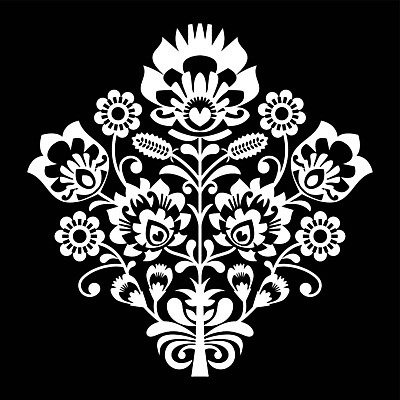 EPS 해외이미지 전통 꽃 패턴 일러스트 흑백 사람없음 화려 폴란드 해외202004 해외일러스트 식물 유럽 컨셉 무늬 촬영기법 파일형식 벡터 이미지허브