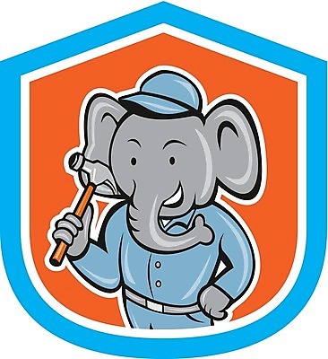 EPS 해외이미지 남자 산업 일러스트 노동자 코끼리 그래픽 망치 방패 판매원 건축업자 고립 해외202004 해외일러스트 직업 건축 포유류 사람 공구 파일형식 벡터 이미지허브